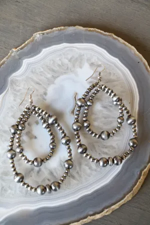 0012 FAUX SILVER BEAD DOUBLE HOOP ER