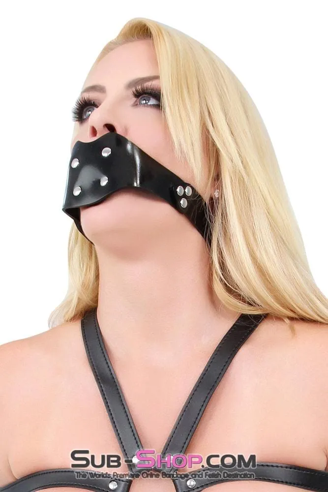 1416A-SIS      Sissy Boi Rubberized Locking Dominant Female Rubber Penis Panel Gag