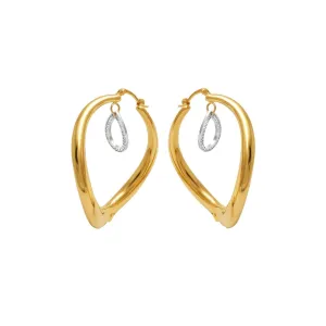 14K Yellow Gold and Diamond Innovoro® Lightweight Hoop Earrings