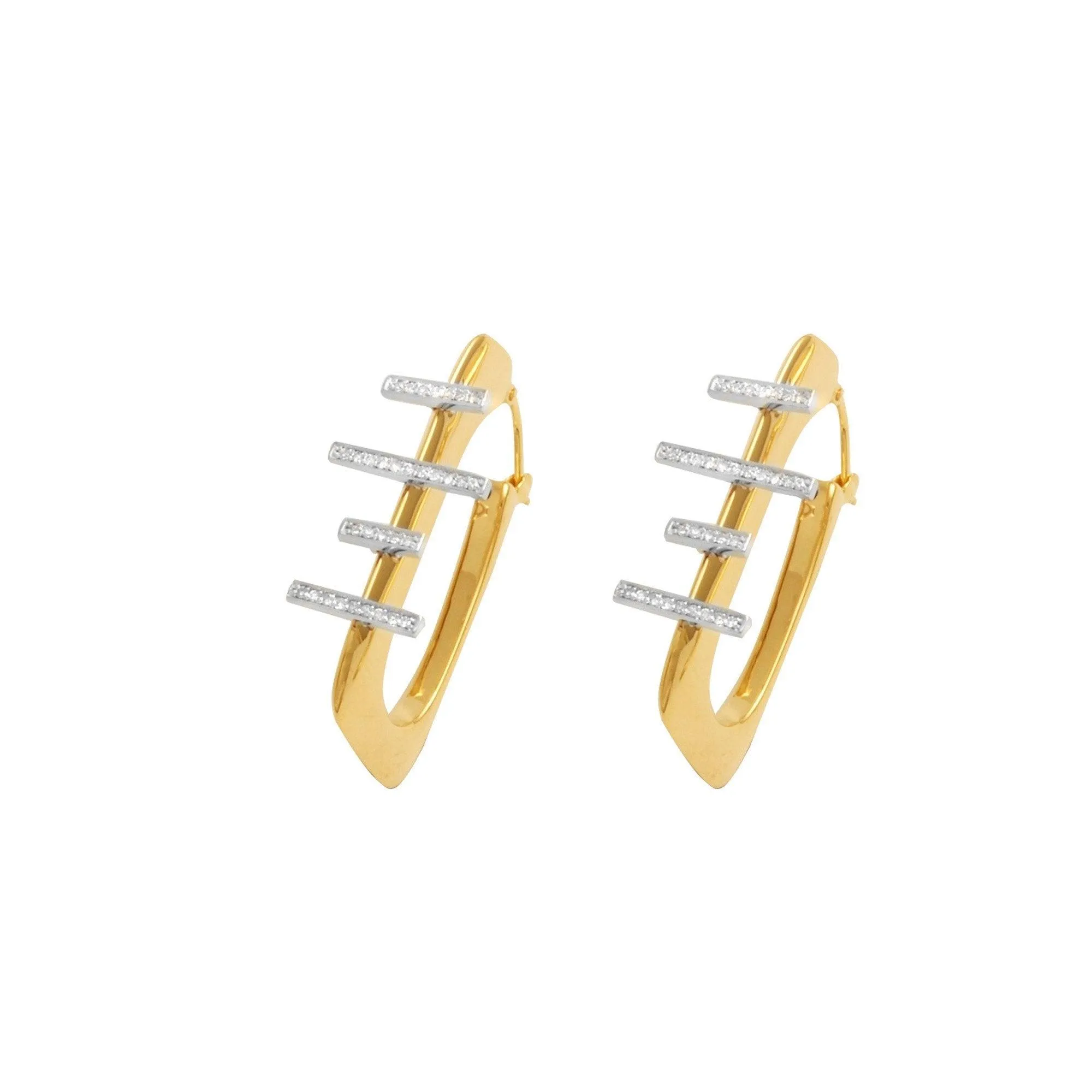 14K Yellow Gold and Diamond Innovoro® Lightweight Hoop Earrings