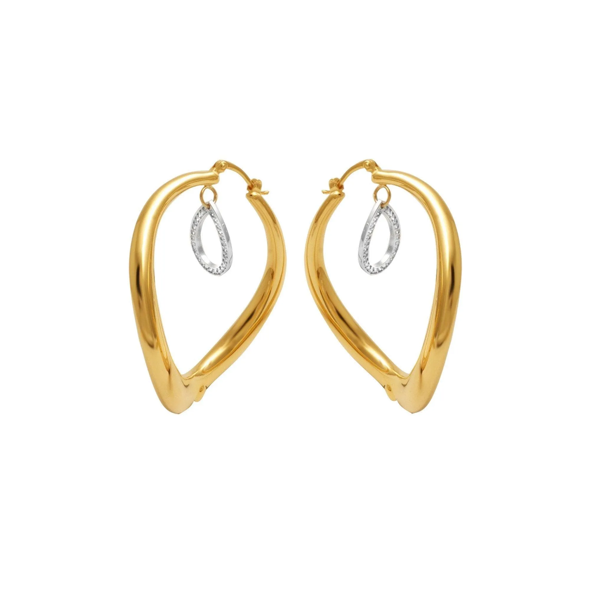 14K Yellow Gold and Diamond Innovoro® Lightweight Hoop Earrings