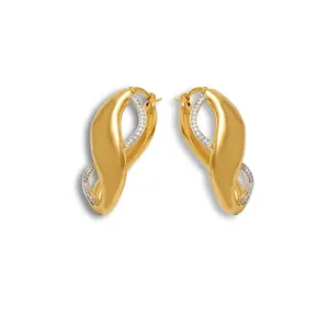14K Yellow Gold and Diamond Innovoro® Lightweight Hoop Earrings