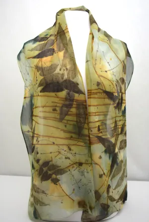 14" x 68" Eco Printed Silk Chiffon Scarf