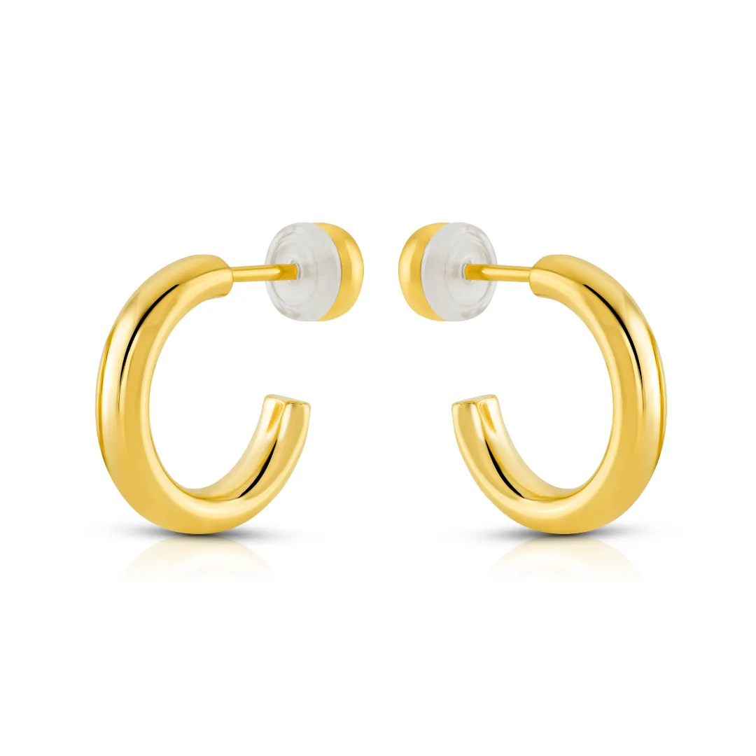 15MM HOLLOW HOOP EARRINGS, GOLD