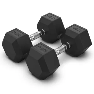 17.5KG Rubber Hex Dumbbell Pair