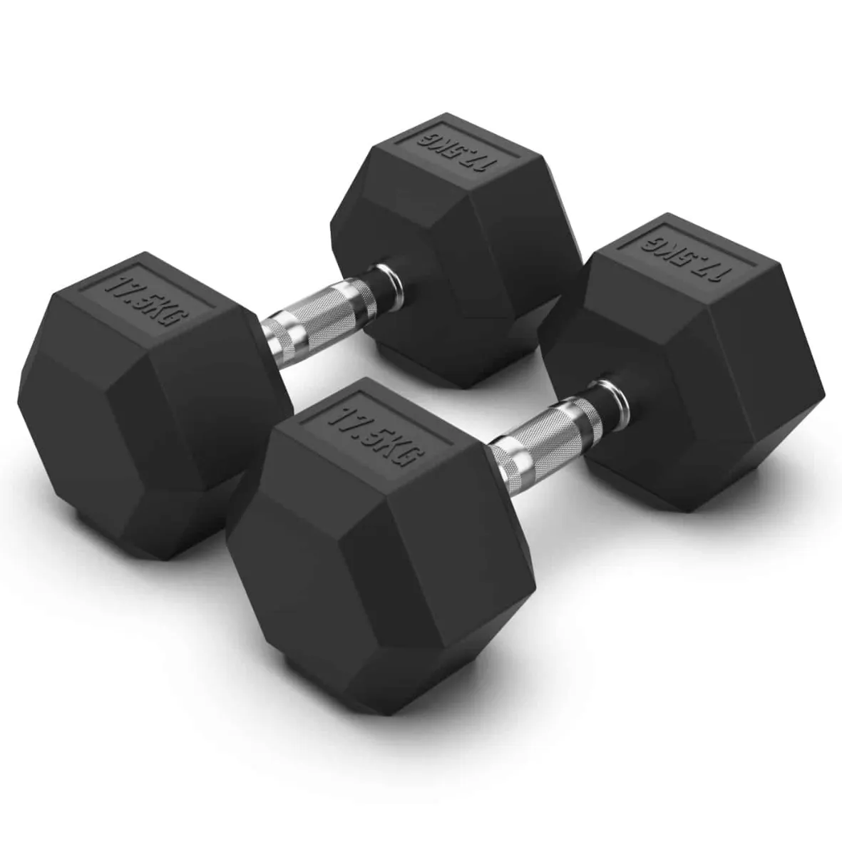 17.5KG Rubber Hex Dumbbell Pair