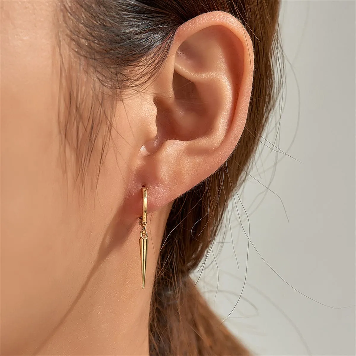 18K Gold-Plated Awl Huggie Earrings