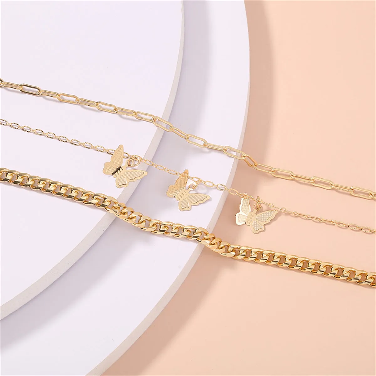 18K Gold-Plated Butterfly Station Bracelet Set