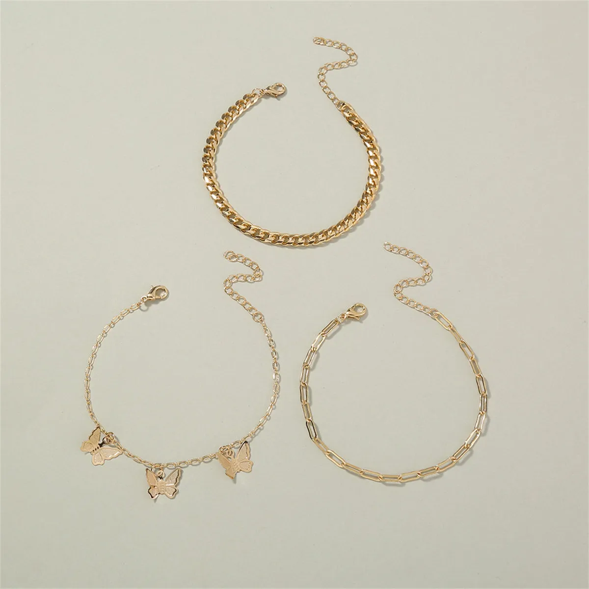 18K Gold-Plated Butterfly Station Bracelet Set