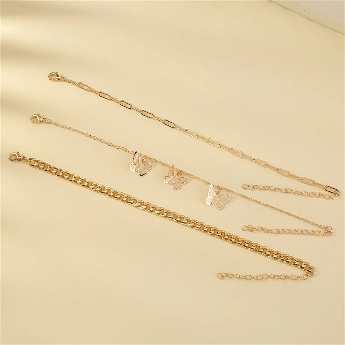 18K Gold-Plated Butterfly Station Bracelet Set