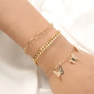 18K Gold-Plated Butterfly Station Bracelet Set