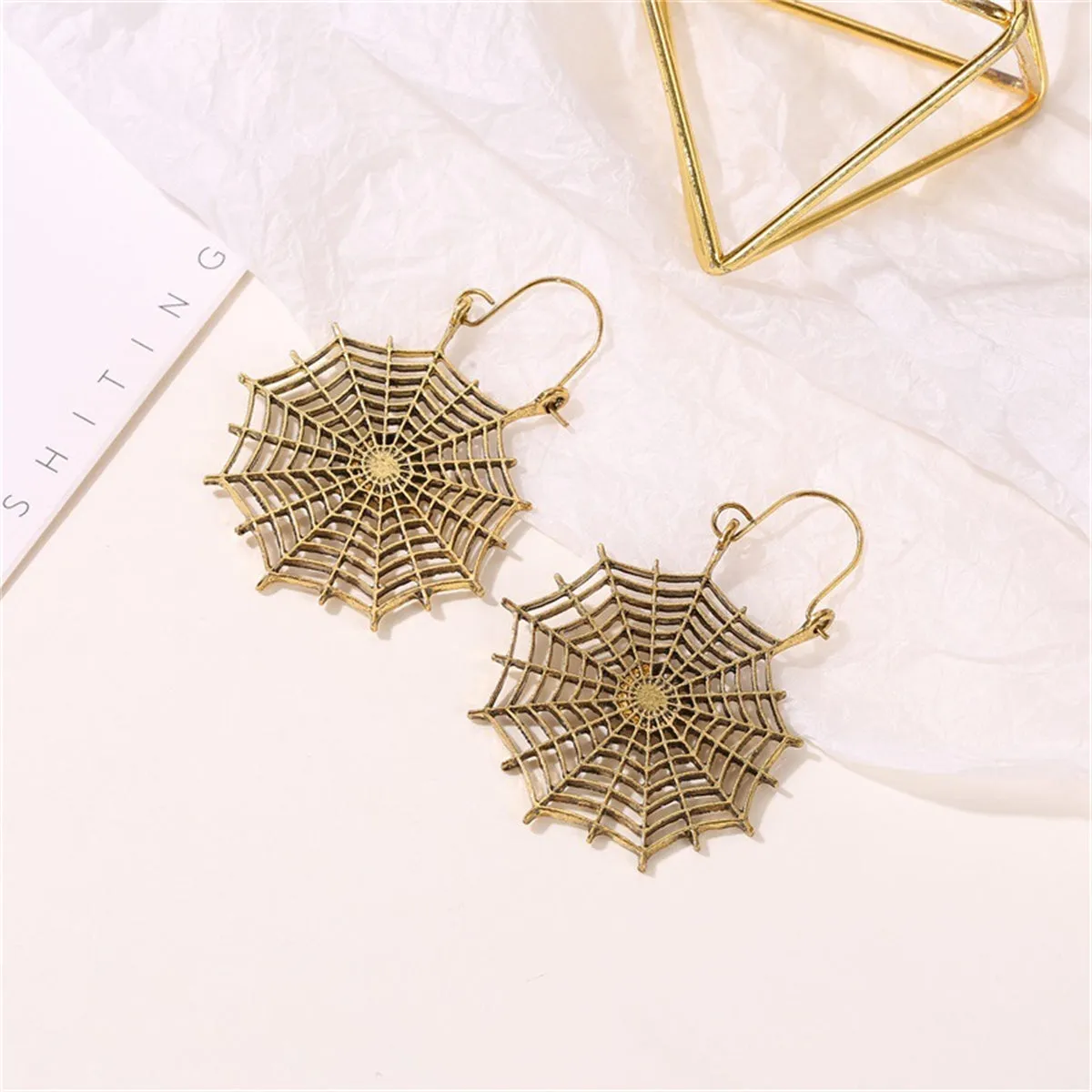 18K Gold-Plated Cobweb Drop Earrings