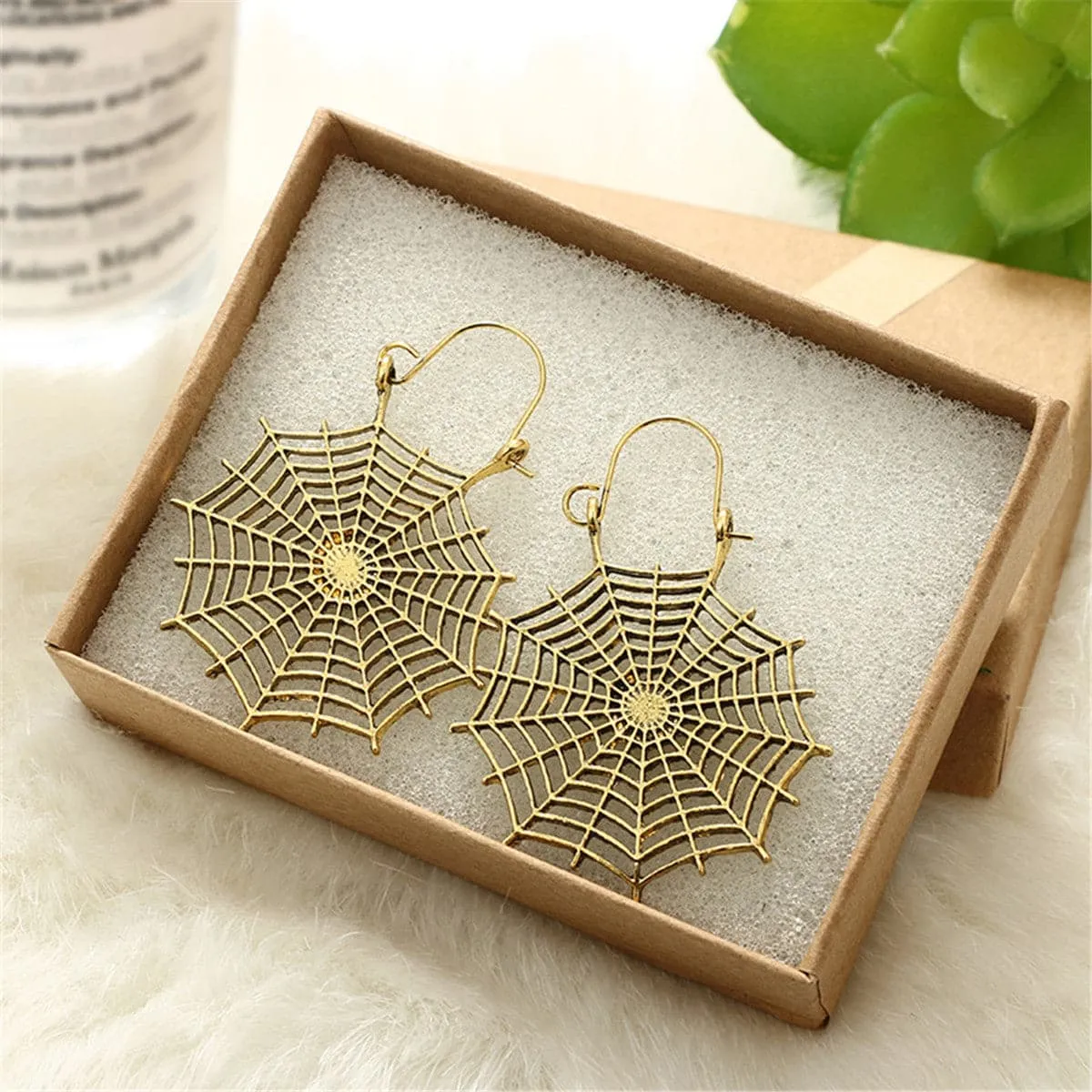 18K Gold-Plated Cobweb Drop Earrings