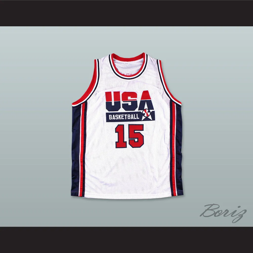 1992 Magic Johnson 15 USA Team Home Basketball Jersey