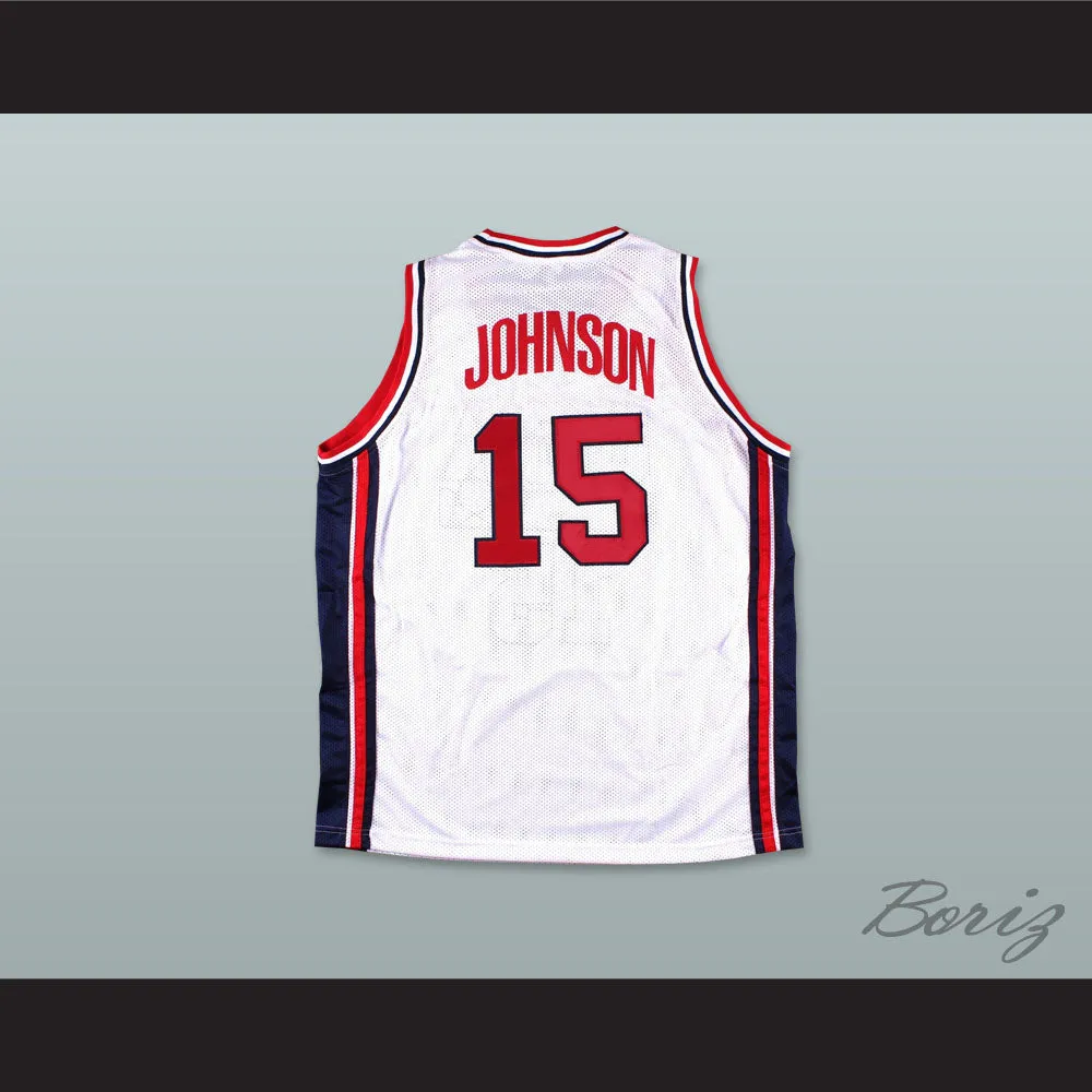 1992 Magic Johnson 15 USA Team Home Basketball Jersey