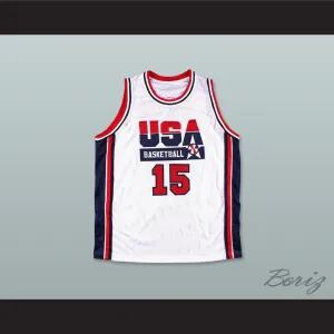 1992 Magic Johnson 15 USA Team Home Basketball Jersey