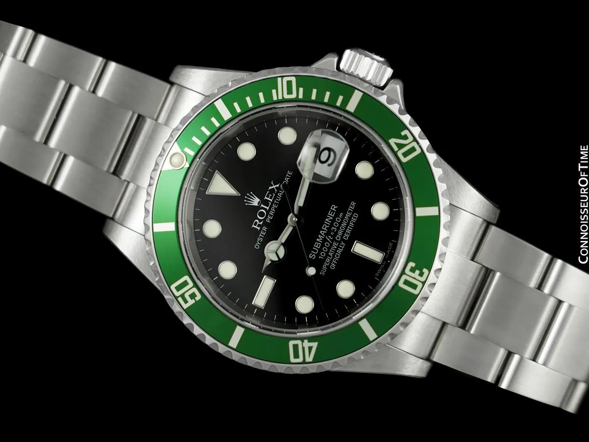 2007 Rolex Submariner Green "Kermit" 50th Anniversary 16610LV Sub Watch - *UNWORN with STICKERS*
