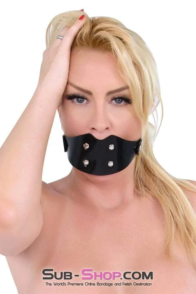 2441A-SIS      Pretty Domme Sissy Locking Rubber Penis Panel Gag, Small Rubber Penis Gag