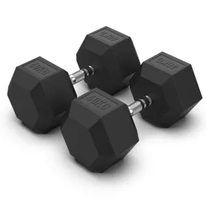 40KG Rubber Hex Dumbbell Pair