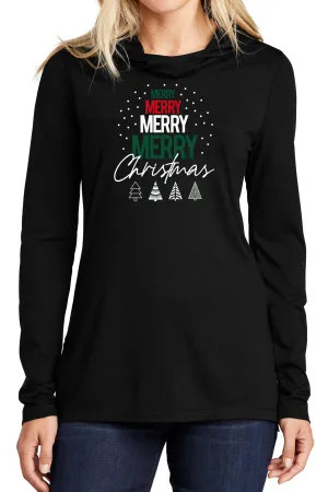 5001 - "Merry, Merry Christmas Tree" Unisex Lightweight Hoodie - Black