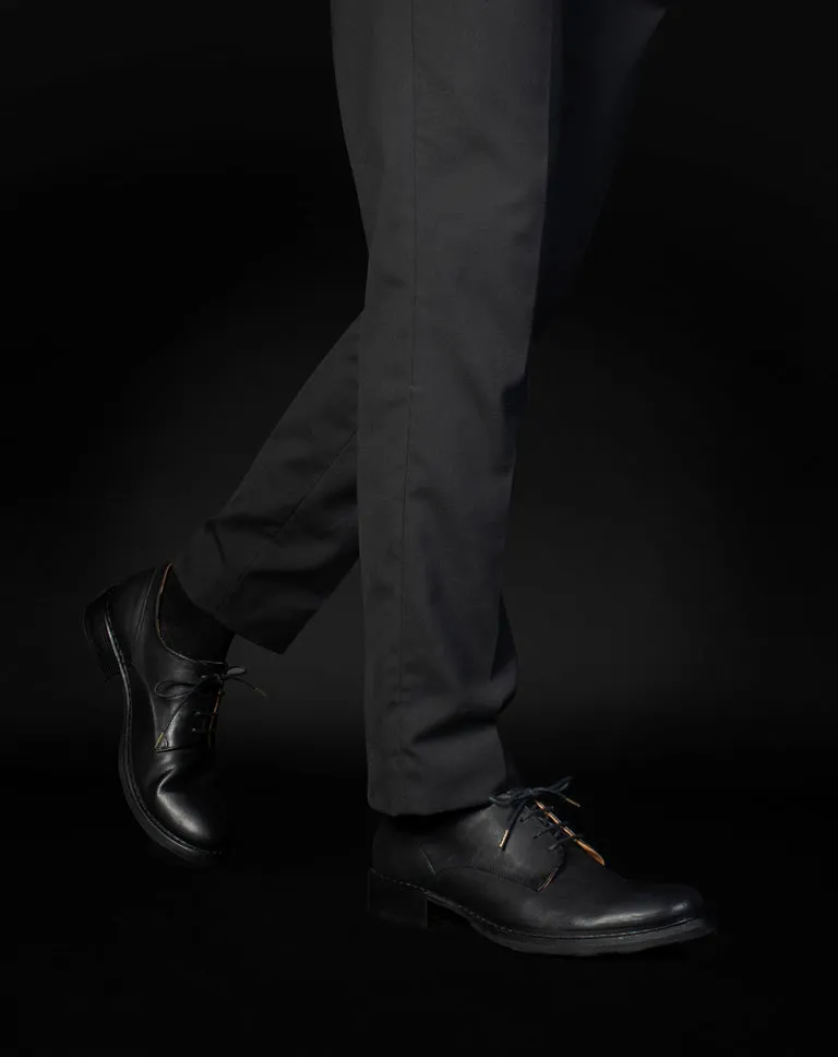 706 Black Leather Derby Shoes