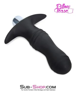 7118S      Vibrating Black Silicone P-Spot Butt Plug with Removable Bullet - MEGA Deal