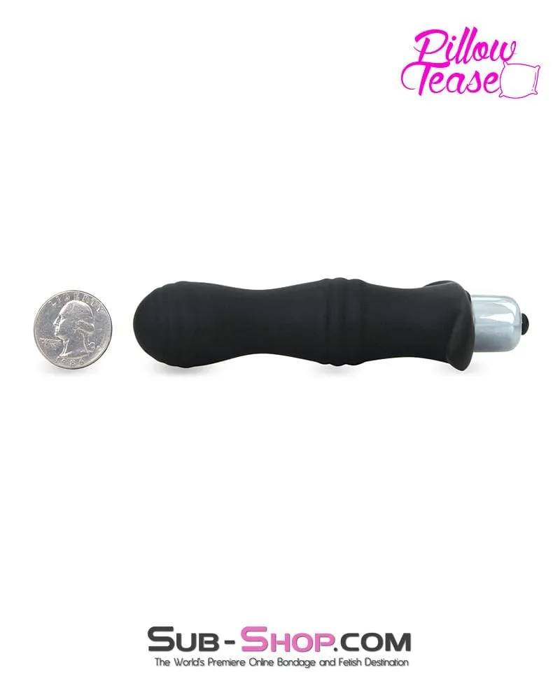 7118S      Vibrating Black Silicone P-Spot Butt Plug with Removable Bullet