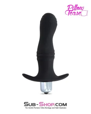 7118S      Vibrating Black Silicone P-Spot Butt Plug with Removable Bullet