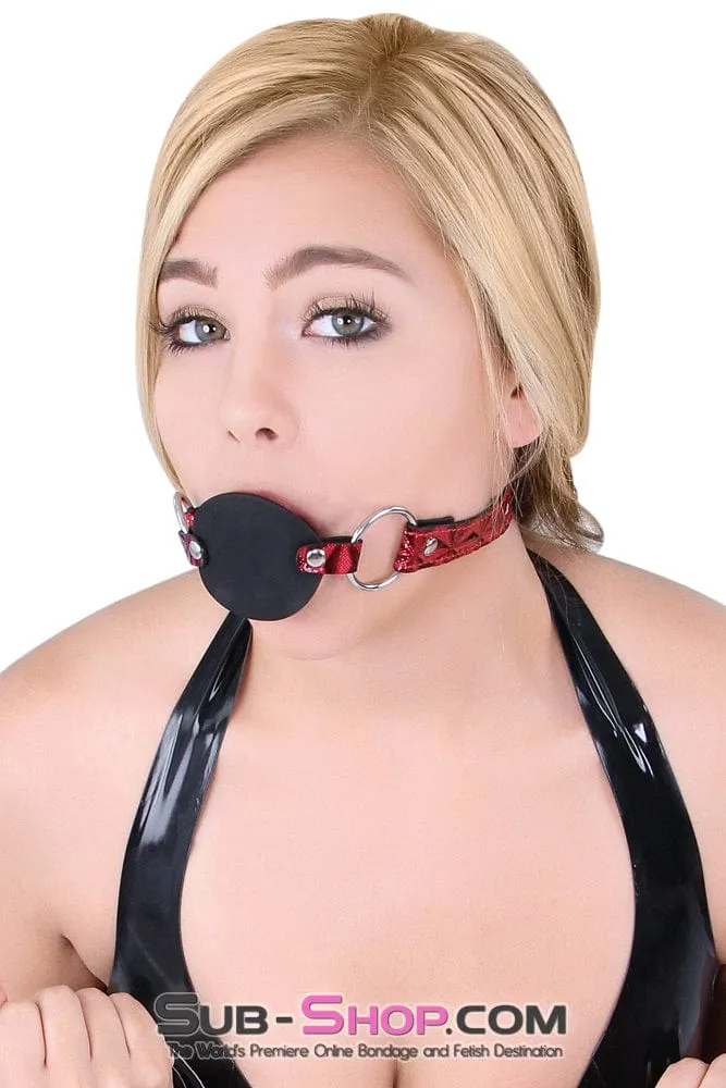 7944DL-SIS      Sissy Princess Rough Sex Silicone Penis Gag with Locking Red Mistress Sessions Diamond Strap