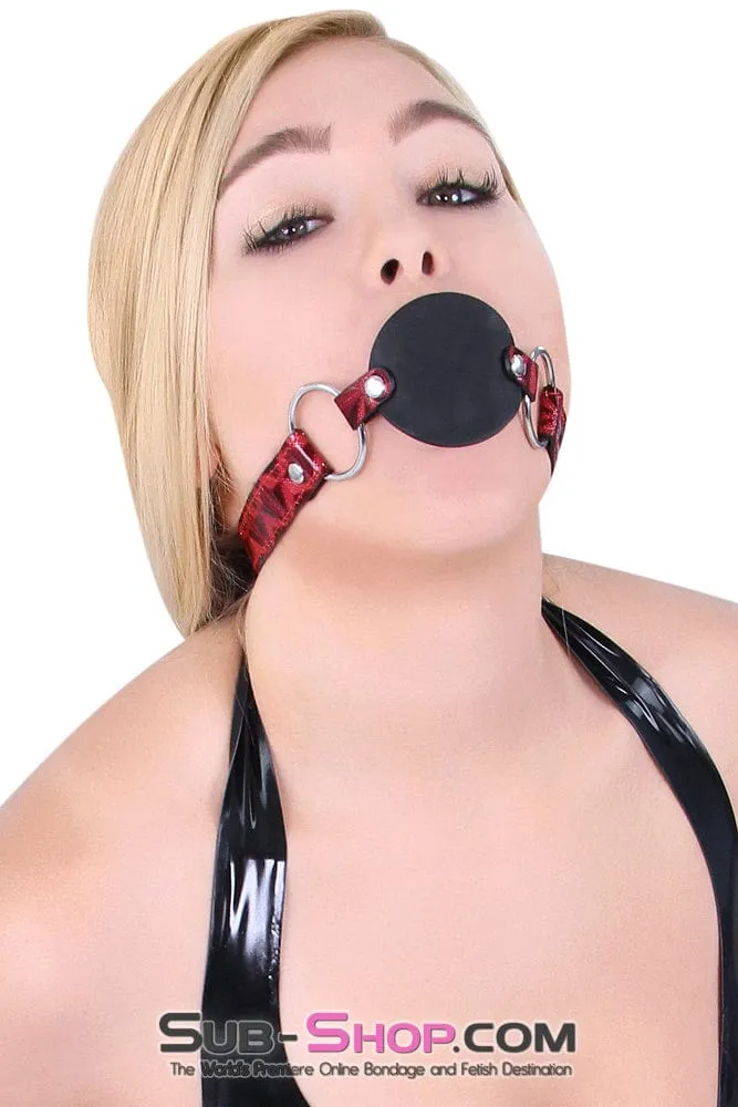 7944DL-SIS      Sissy Princess Rough Sex Silicone Penis Gag with Locking Red Mistress Sessions Diamond Strap