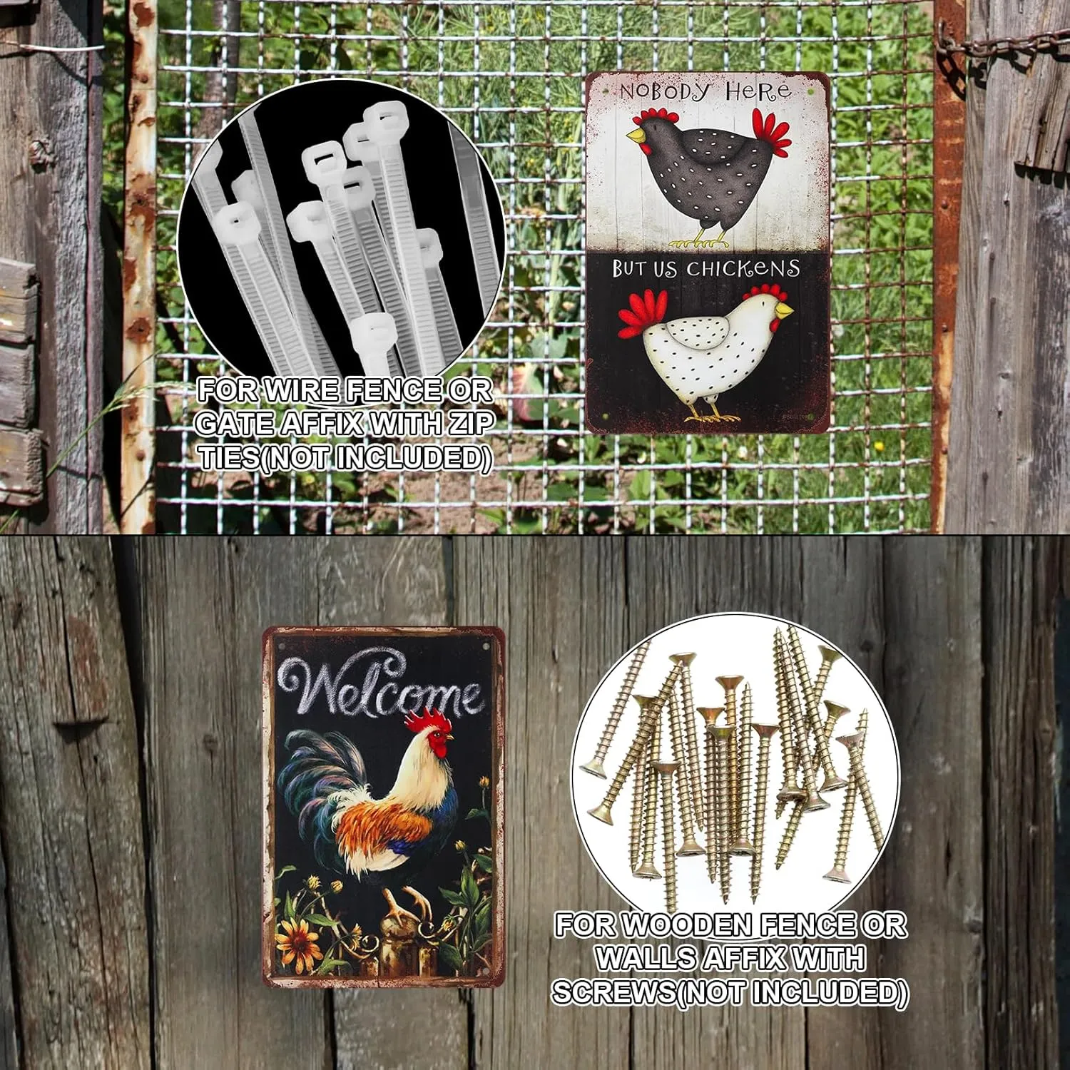 8 Pack Chicken Coop Accessories Funny Chicken Coop Signs Decor Metal Signs NEW