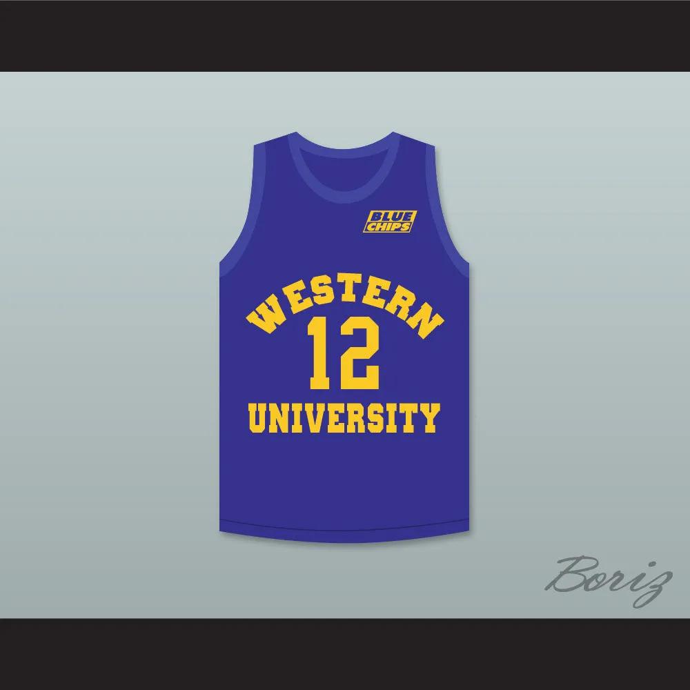 Action Bronson 12 Western University Blue Basketball Jersey with Blue Chips Patch
