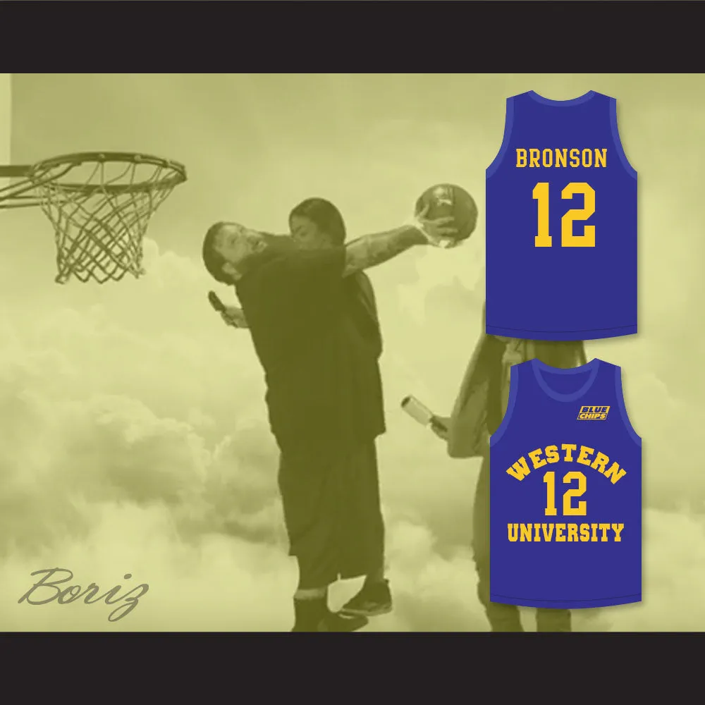 Action Bronson 12 Western University Blue Basketball Jersey with Blue Chips Patch