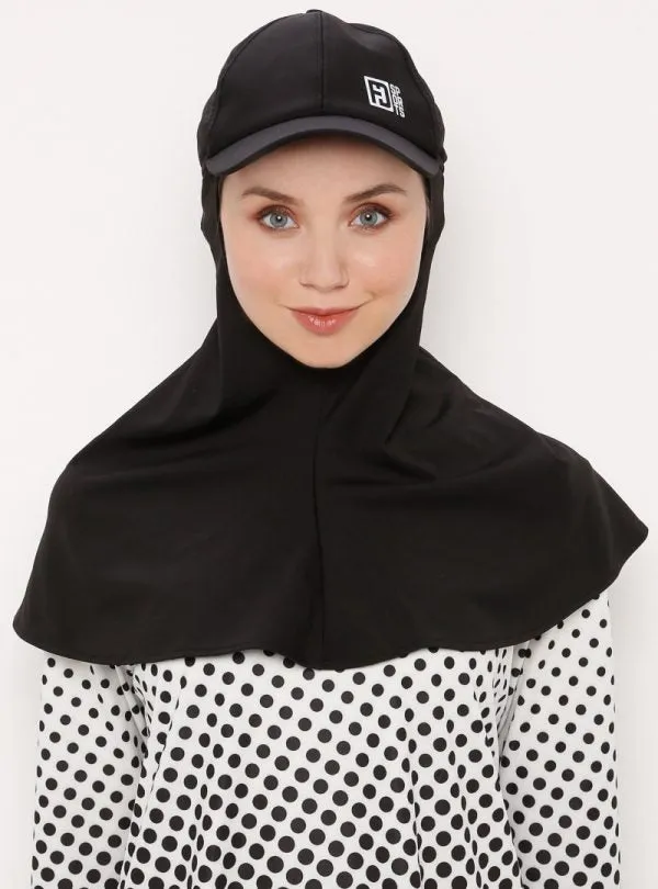 Activewear Black Cap Hijab