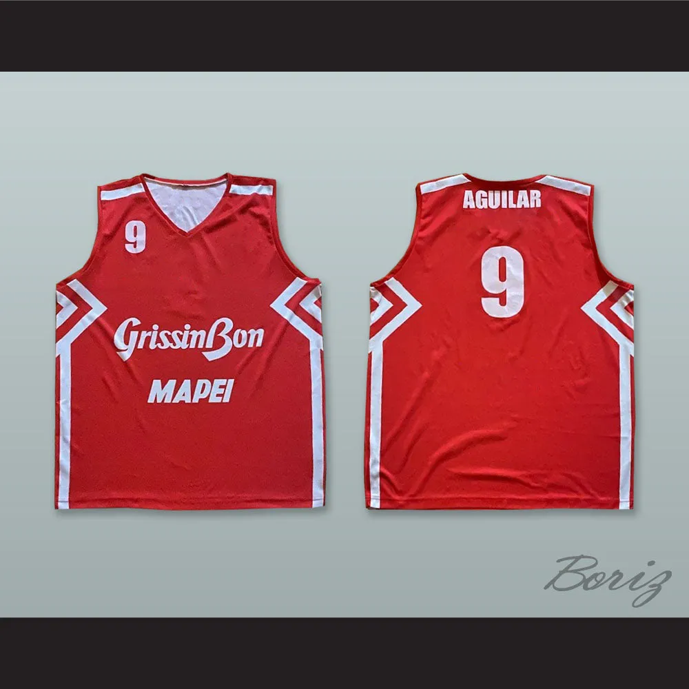 Aguilar 9 Olimpia Milano Italy Red Basketball Jersey
