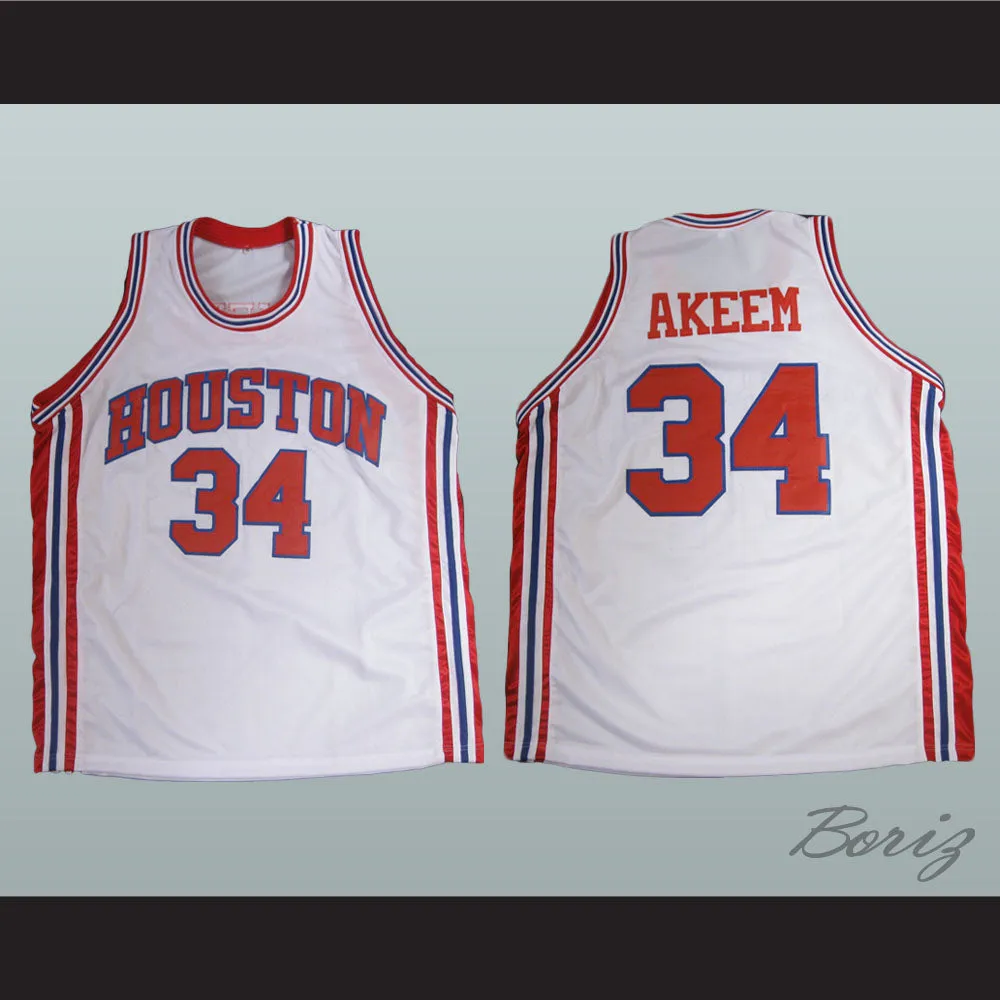 Akeem Olajawon 34 Houston White Basketball Jersey