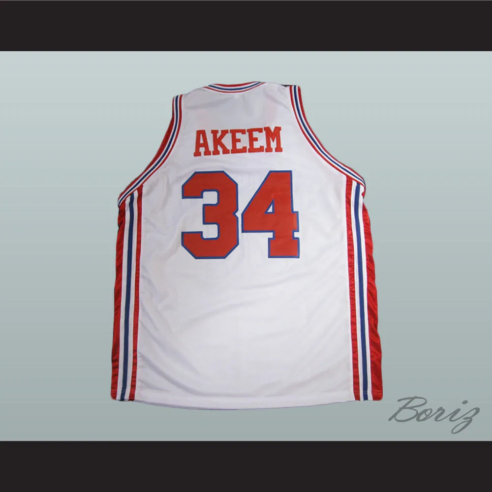 Akeem Olajawon 34 Houston White Basketball Jersey