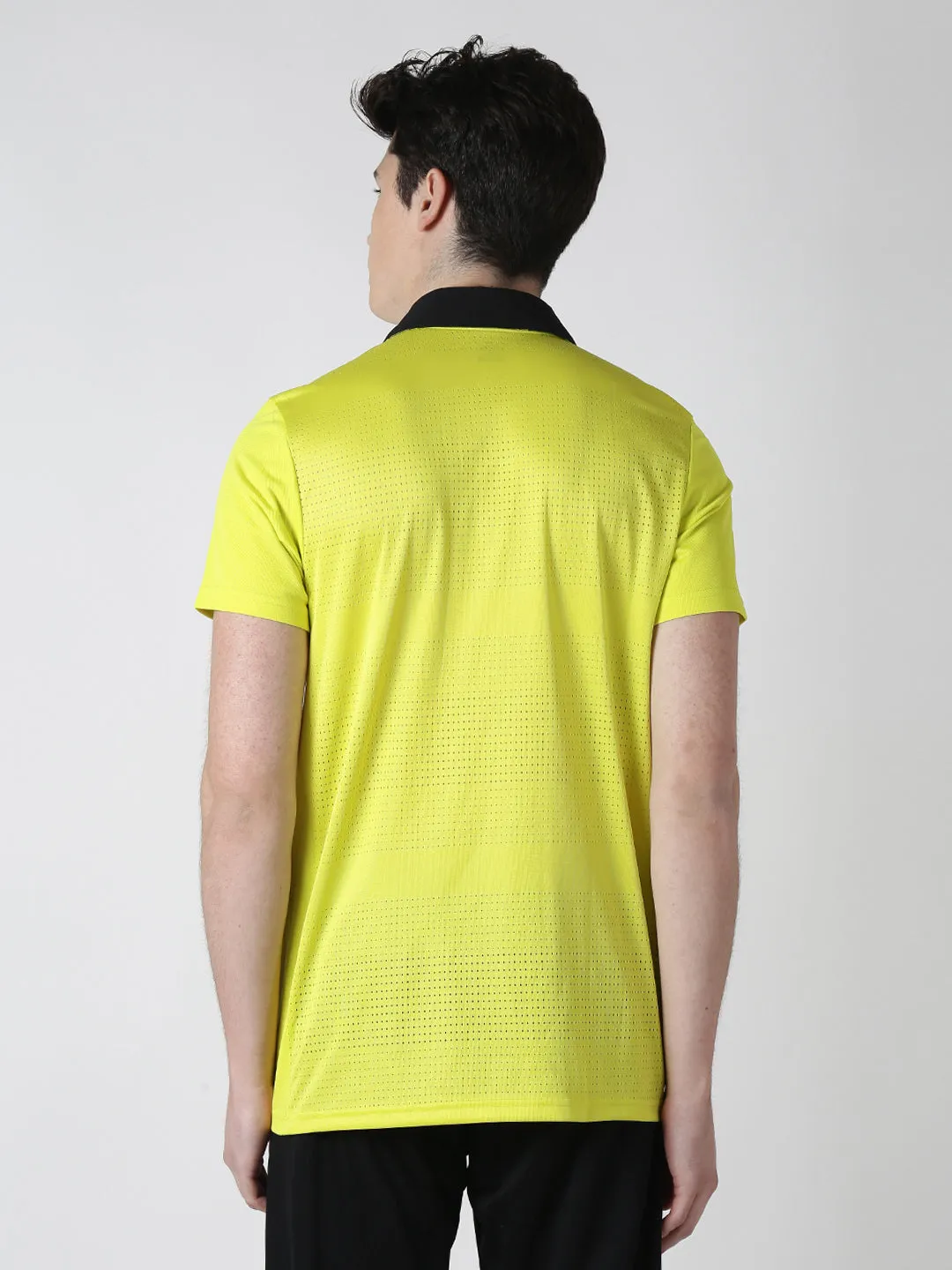 Alcis Men Lime Green Solid Polo Collar T-shirt