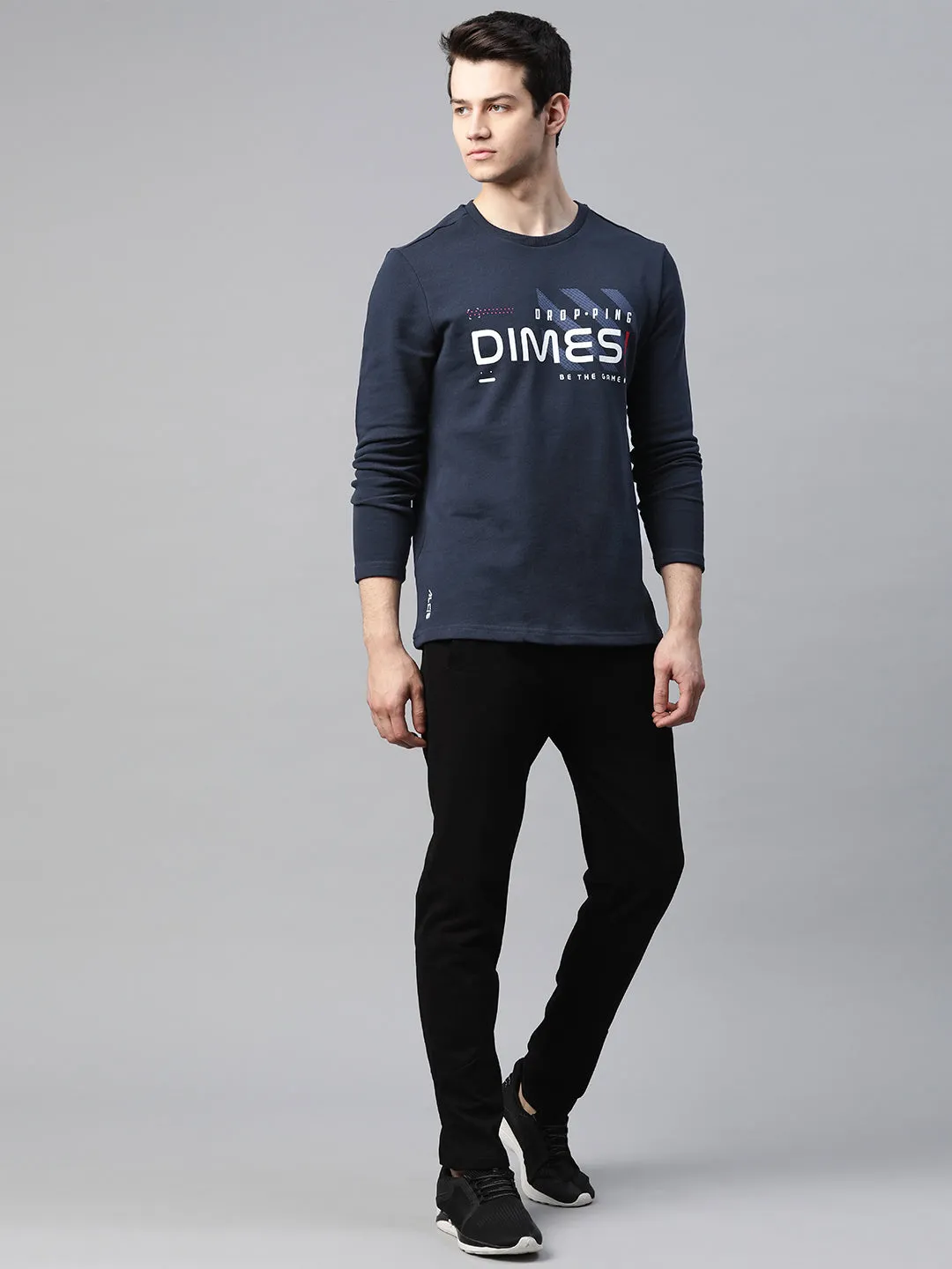 Alcis Men Navy Blue & White Printed Sweatshirt
