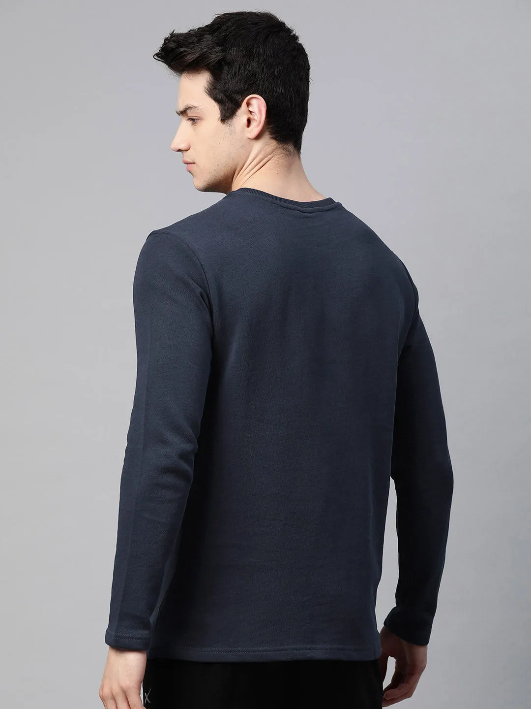 Alcis Men Navy Blue & White Printed Sweatshirt