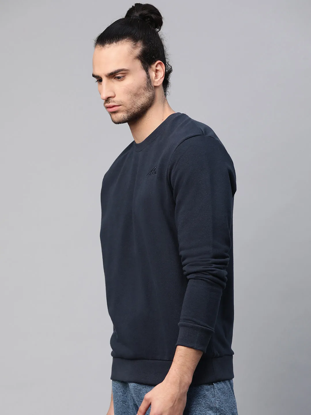 Alcis Men Solid Navy Blue Sweatshirts