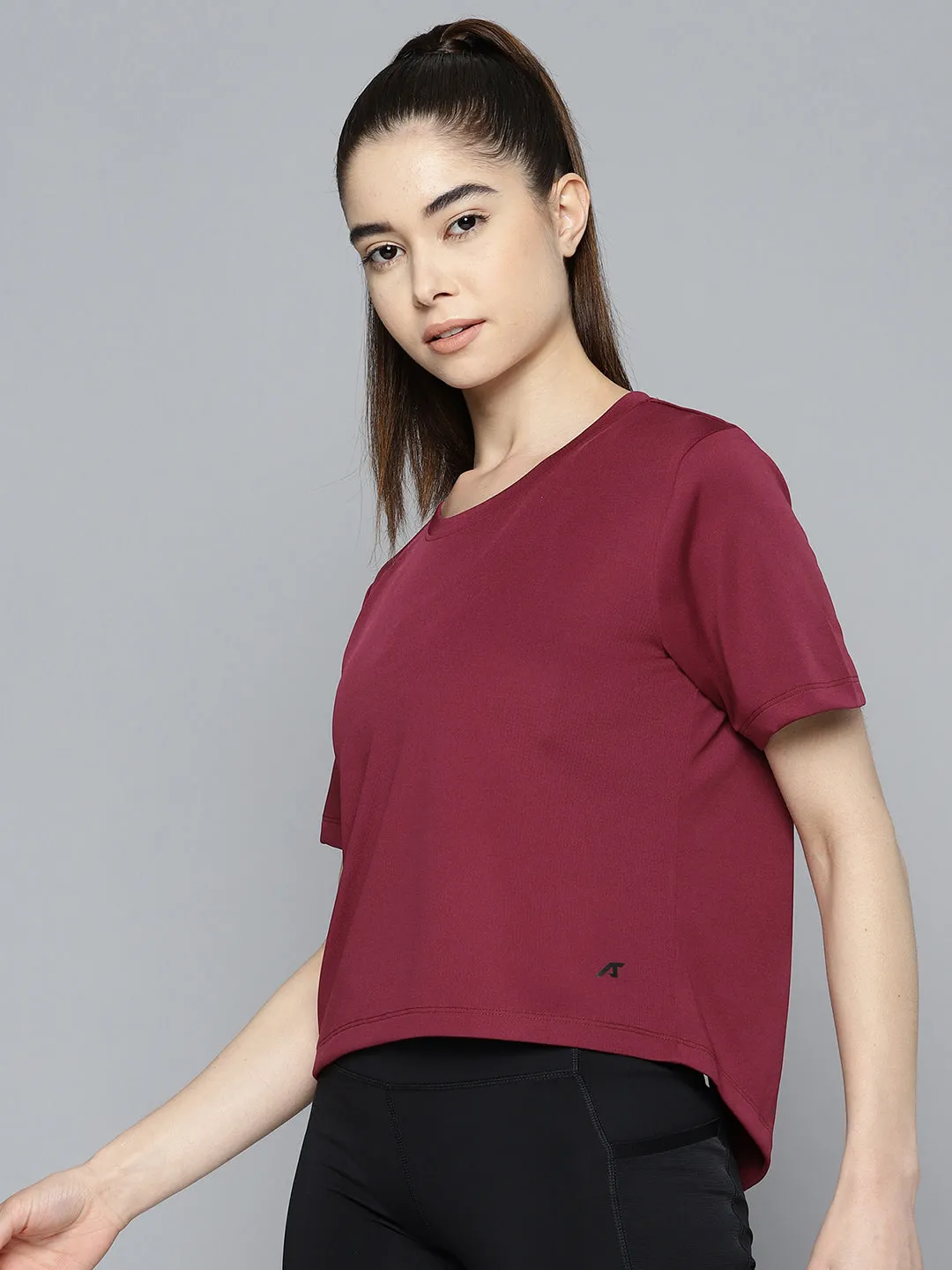 Alcis Women Anti Static Slim Fit Crop Sports T-shirt