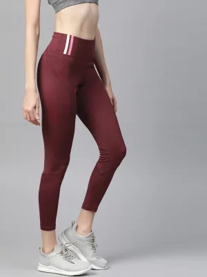 Alcis Women Burgundy Solid Cropped Tights