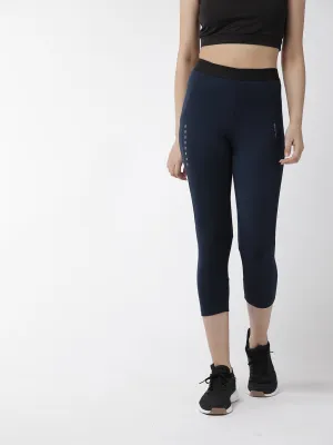 Alcis Women Navy Blue Solid Cropped Tights