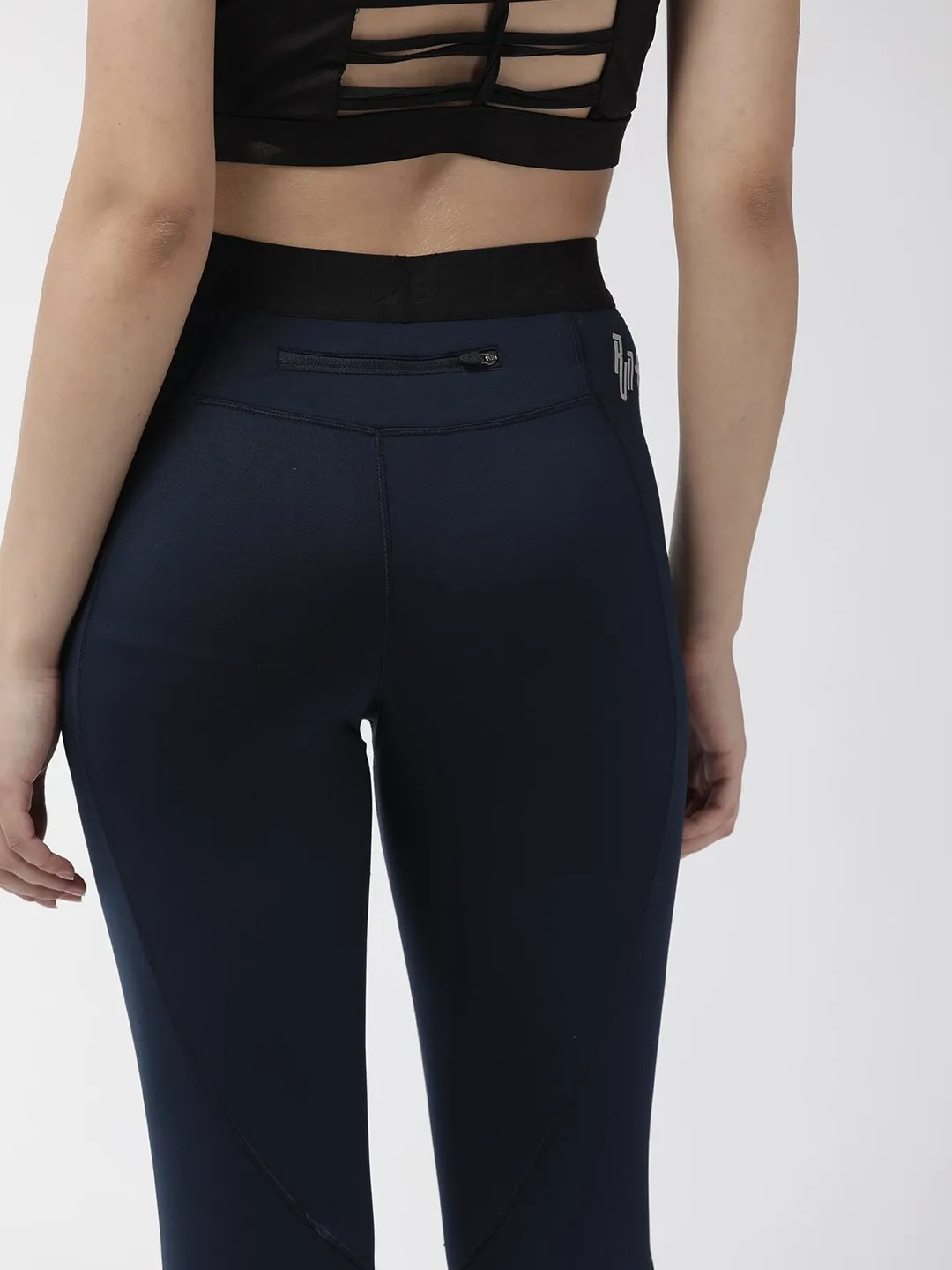 Alcis Women Navy Blue Solid Cropped Tights