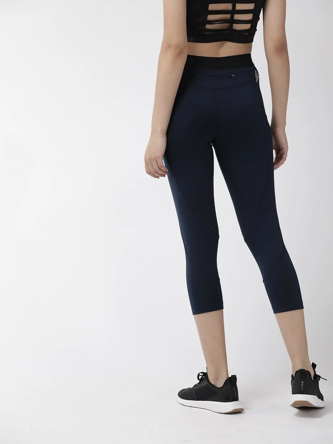 Alcis Women Navy Blue Solid Cropped Tights