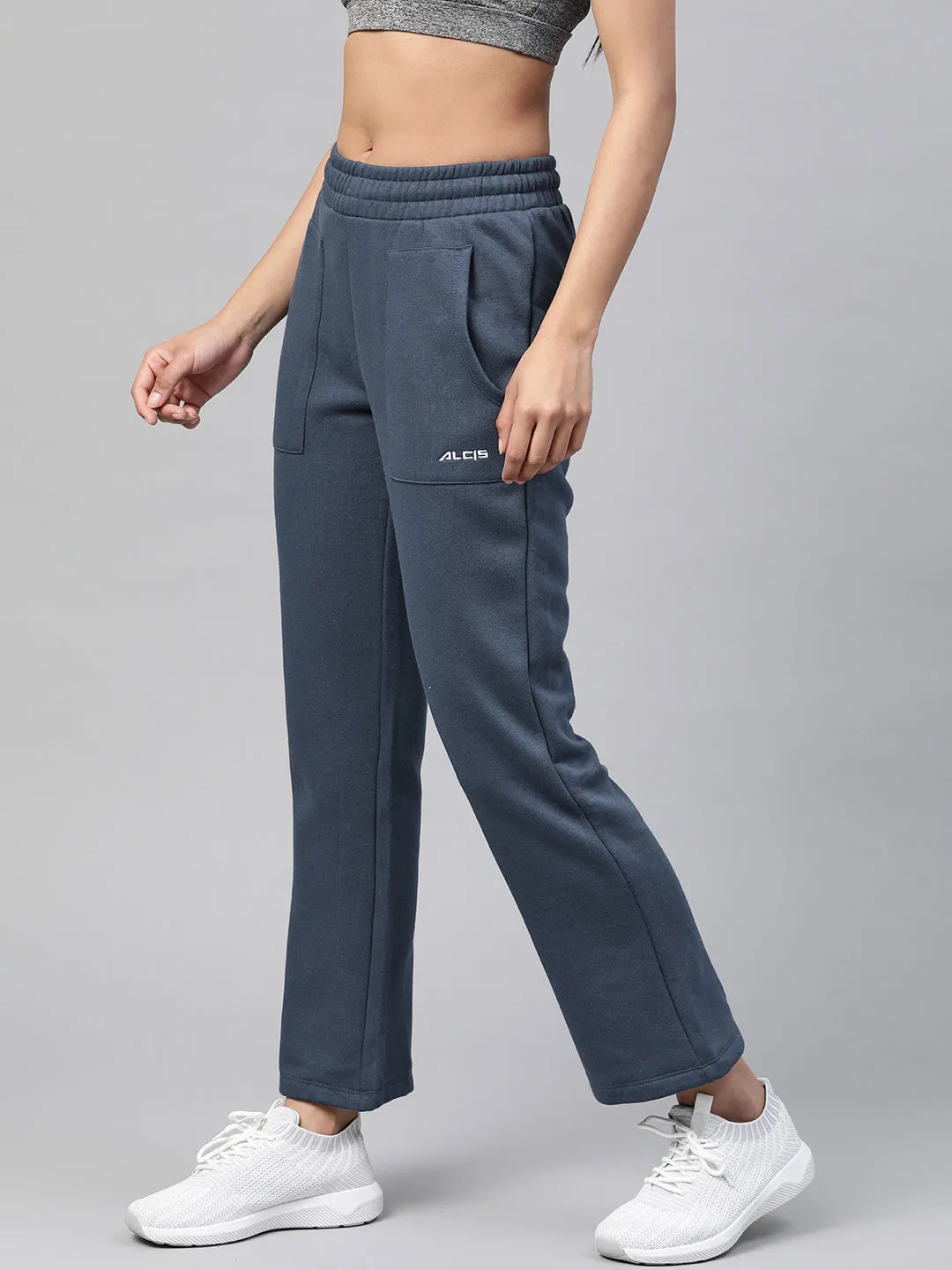 Alcis Women Navy Blue Solid Track Pants