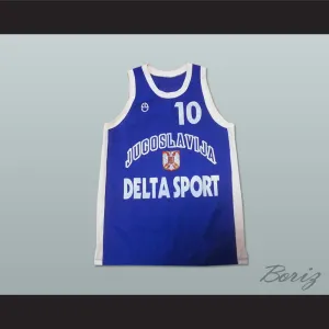 Aleksandar Djordjevic 10 Yugoslavia Blue Basketball Jersey