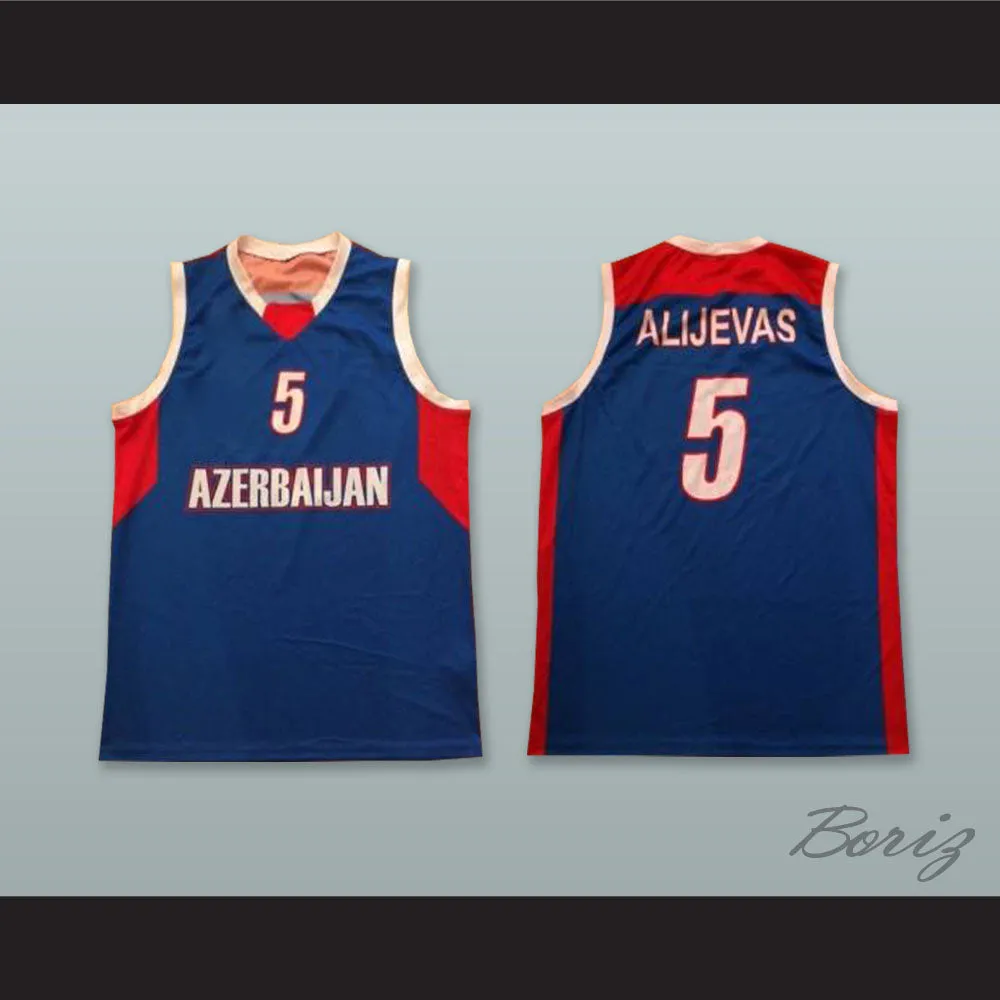 Alijevas 5 Azerbaijan Blue Basketball Jersey