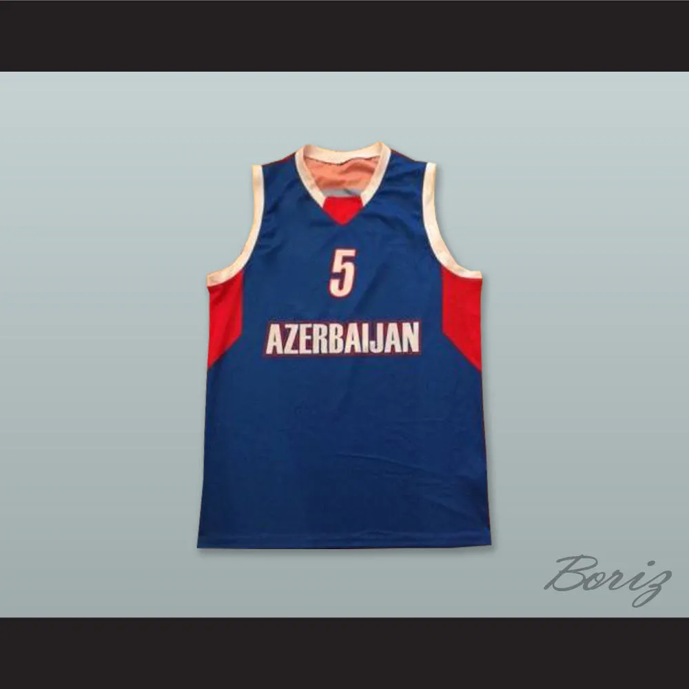 Alijevas 5 Azerbaijan Blue Basketball Jersey